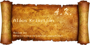 Alács Krisztián névjegykártya